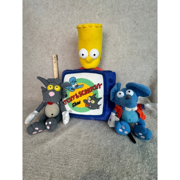 The Simpsons Other - The Simpsons Bart Simpson Itchy & Scratchy Show TV Plush Set 4pc Toy Collectible